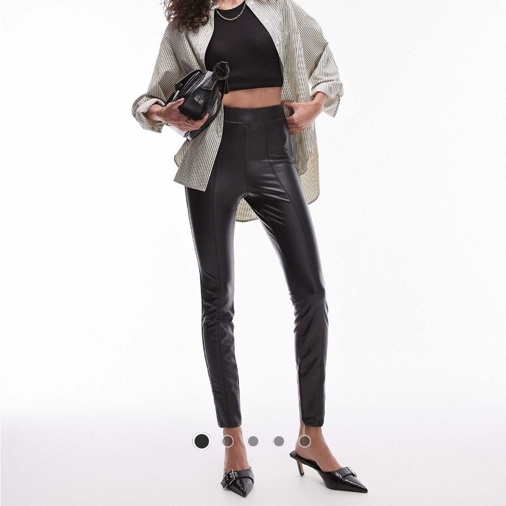 Topshop petite Black Faux Leather Pants